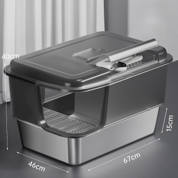 Rubeku Litter Pan Easy-Clean Stainless Steel Box Grey